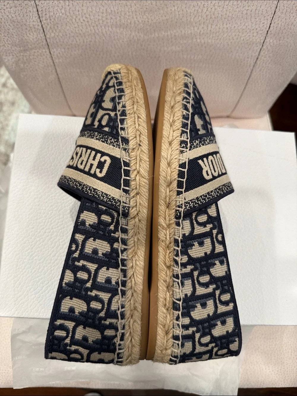 Christian Dior  Granville Deep Blue & Beige Monogram Espadrilles - Picture 9 of 13